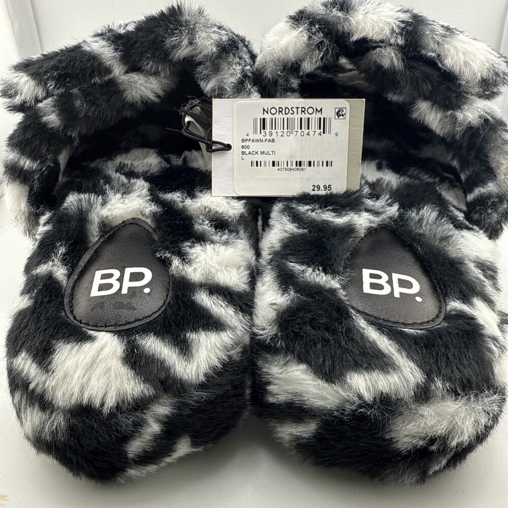 BP Slippers Fawn adjustable Nordstrom Black & White Womens Size Large (9-10) NWT - Picture 7 of 7